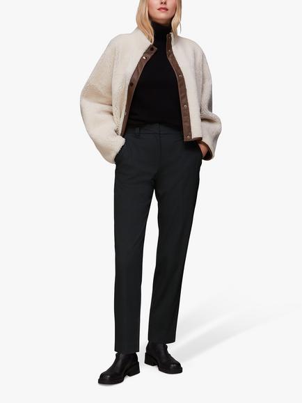 Whistles Lucie Cigarette Wool Blend Trousers, Black, Black