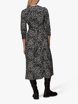Whistles Leopard Print Shirred Dress, Black/Multi - view 2, Black/Multi