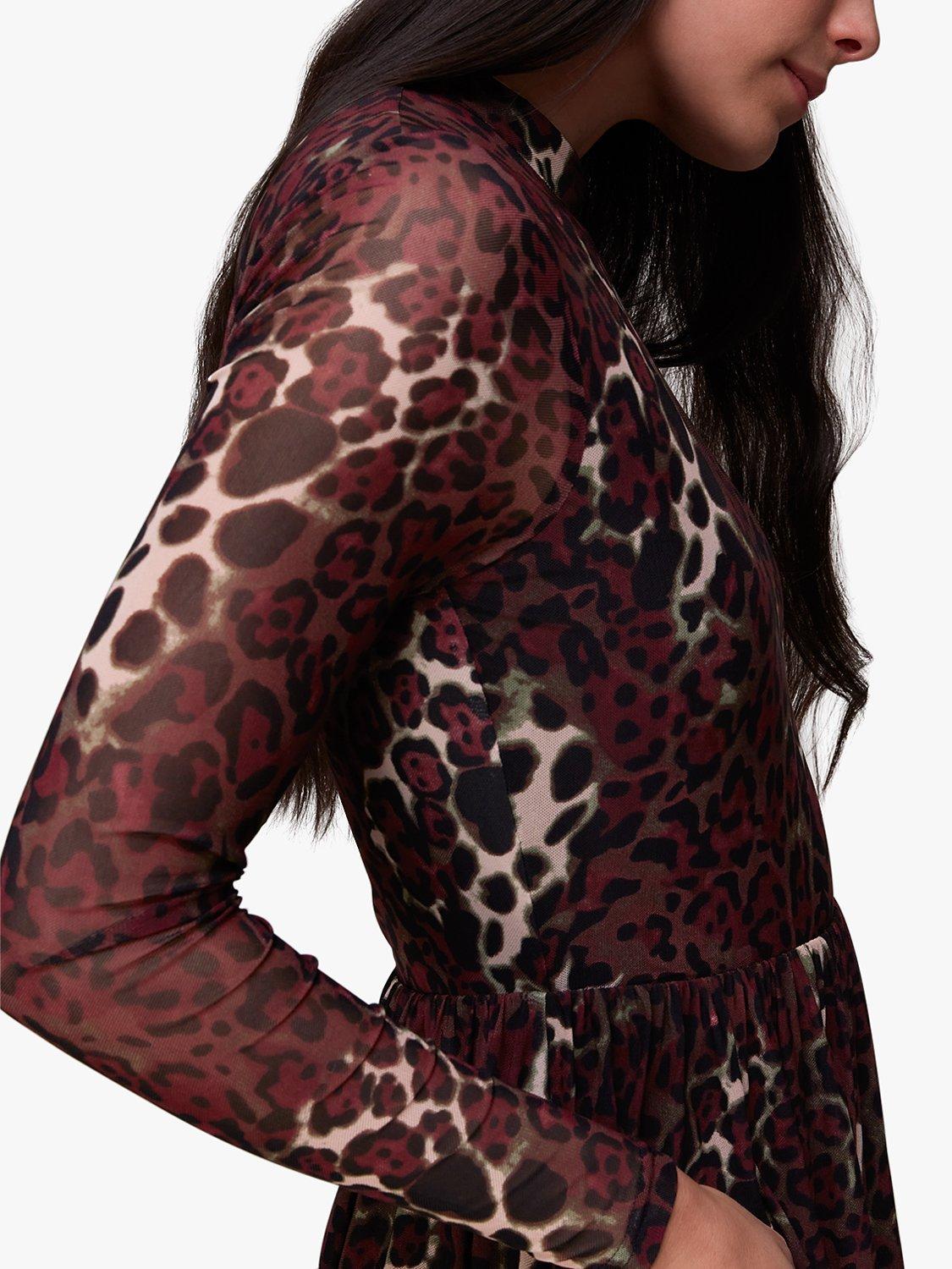 Product image 3 of 7, which shows Whistles Night Cat Tiered Mesh Dress, Plum, 6
