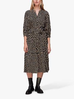 Whistles Twisting Tulips Midi Dress, Black/Multi, Black/Multi