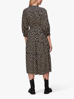 Whistles Twisting Tulips Midi Dress, Black/Multi - view 2, Black/Multi