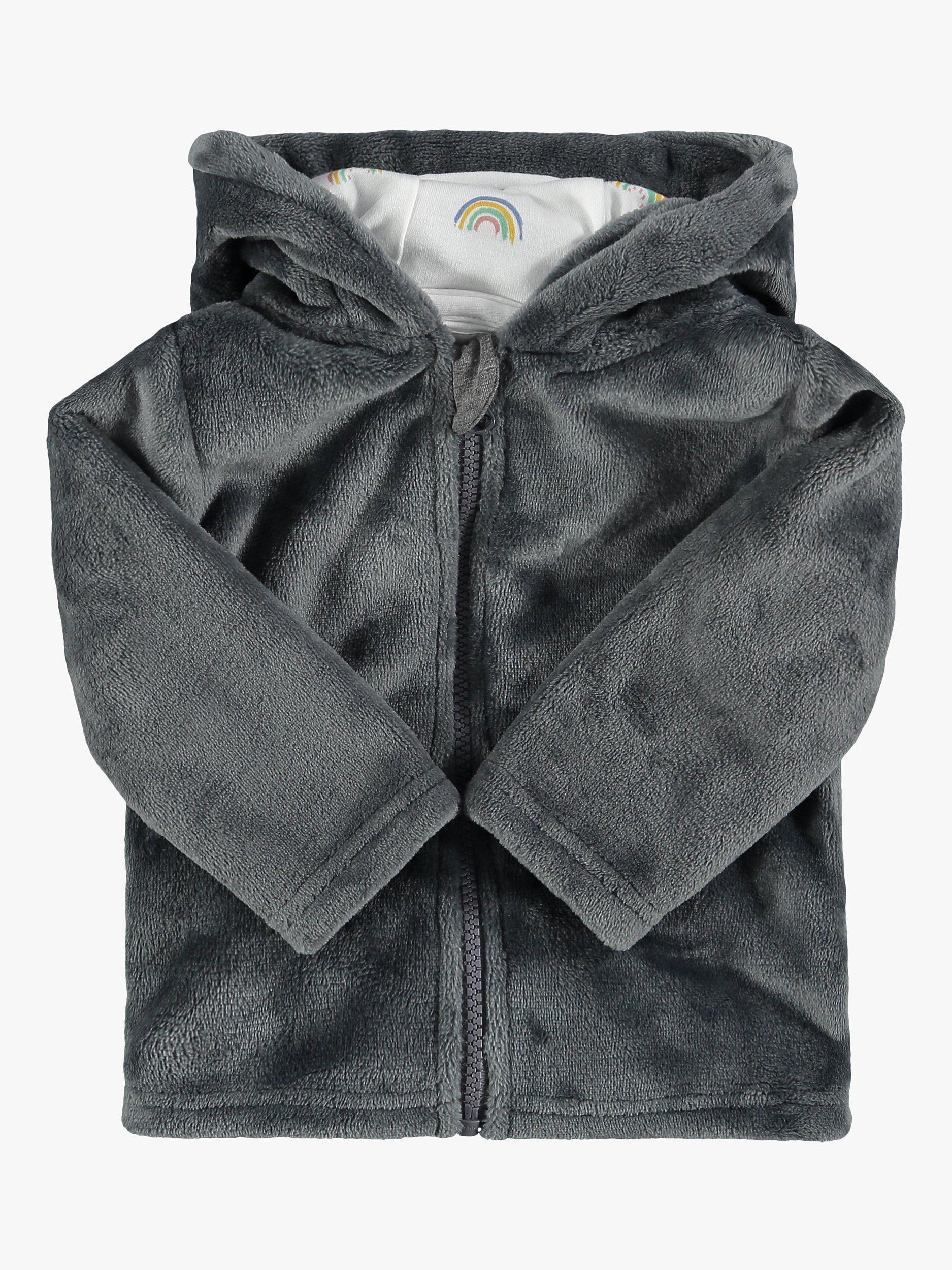 Product image 2 of 4, which shows From Babies with Love Kindness is Magic Teddy Fleece Hoodie, Charcoal Grey, 0-3 months