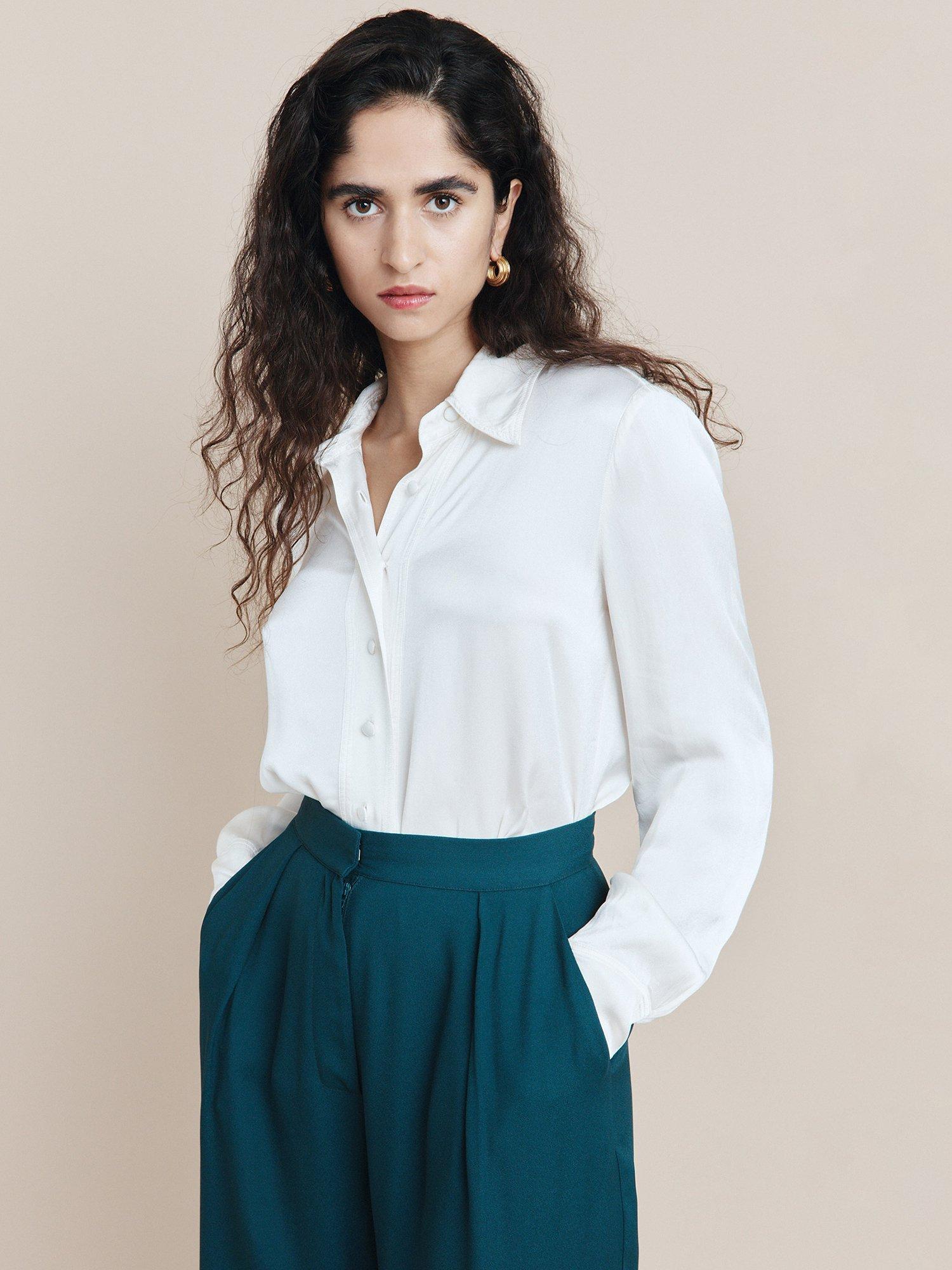 Ghost Anisa Satin Shirt, Ivory