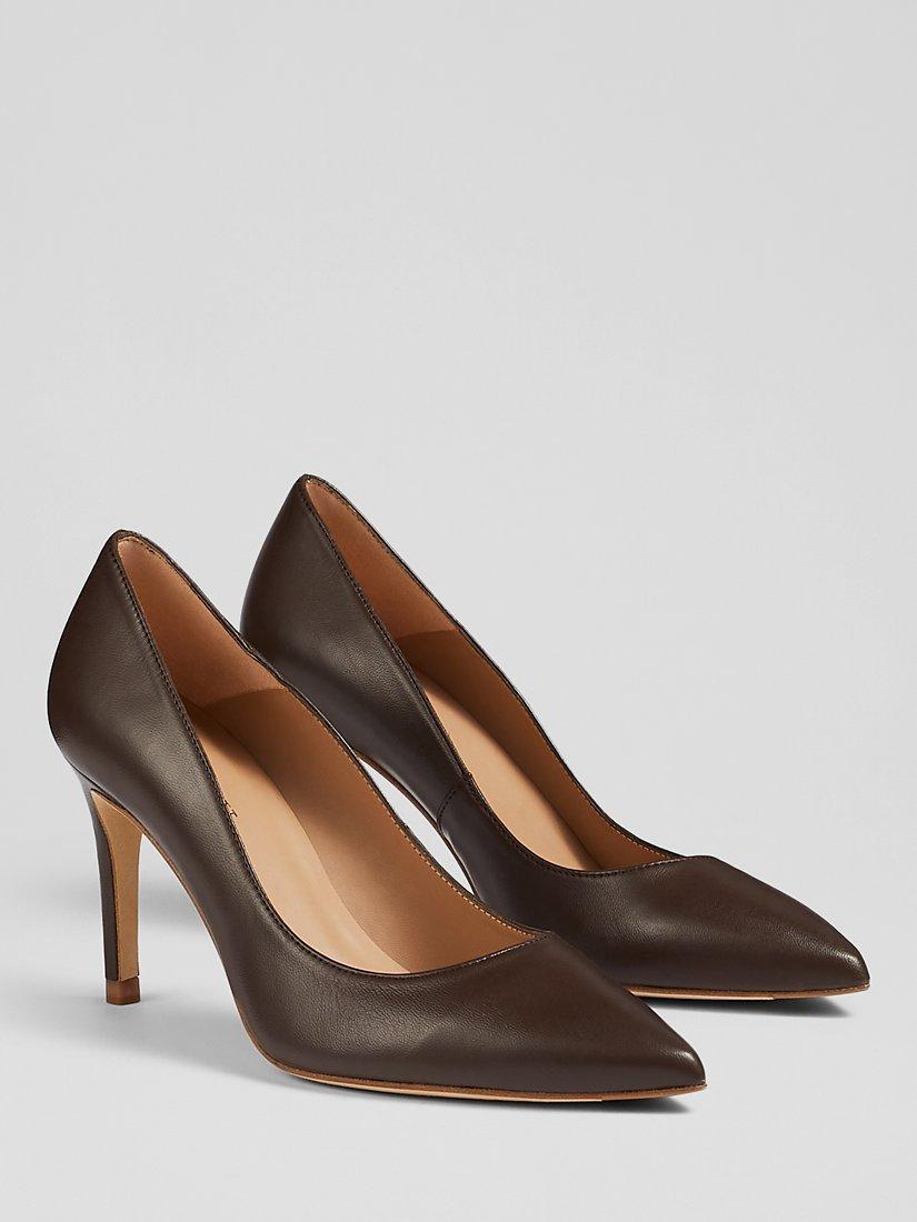 Product image 2 of 4, which shows L.K.Bennett Floret Pointed Toe Court Shoes, Dark Chocolate, 8