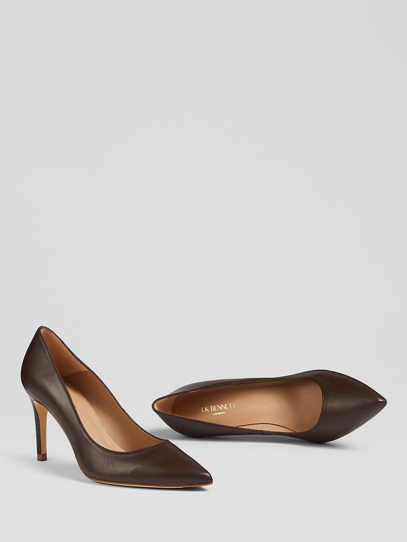 Product image 3 of 4, which shows L.K.Bennett Floret Pointed Toe Court Shoes, Dark Chocolate, 8