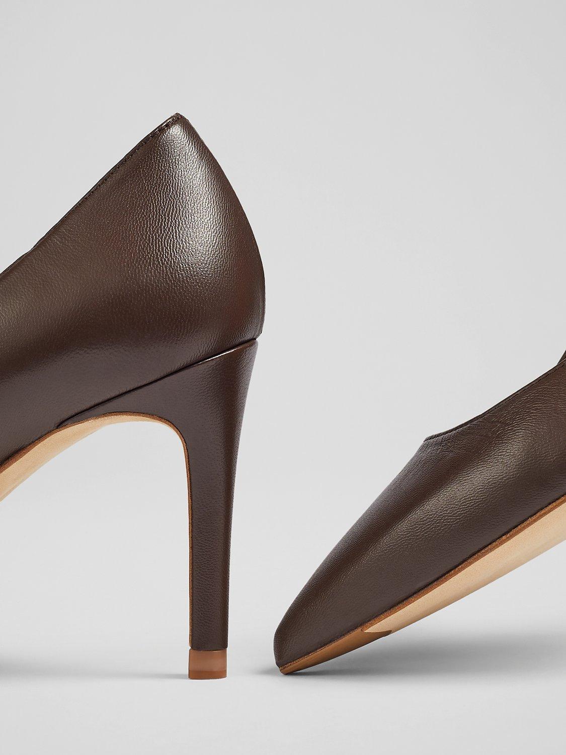 Product image 4 of 4, which shows L.K.Bennett Floret Pointed Toe Court Shoes, Dark Chocolate, 8