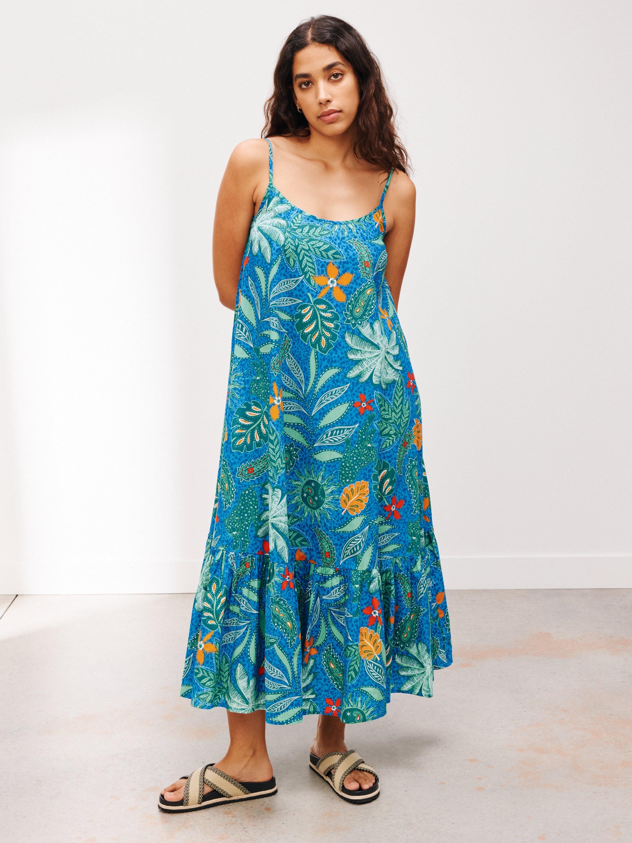 AND/OR Maui Palm Beach Sundress, Blue/Orange