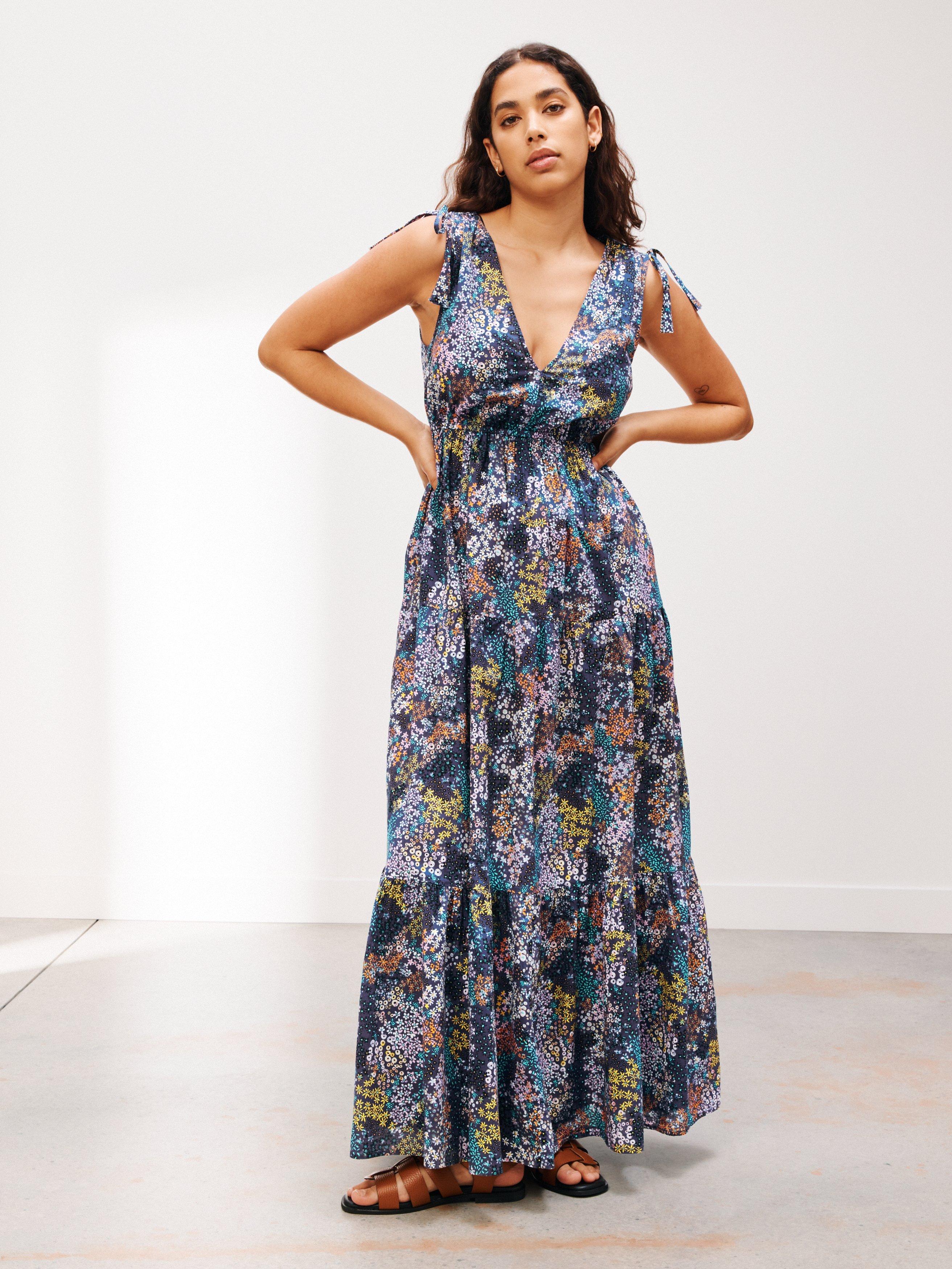 AND/OR Ditsy Patchwork Maxi Beach Dress, Purple