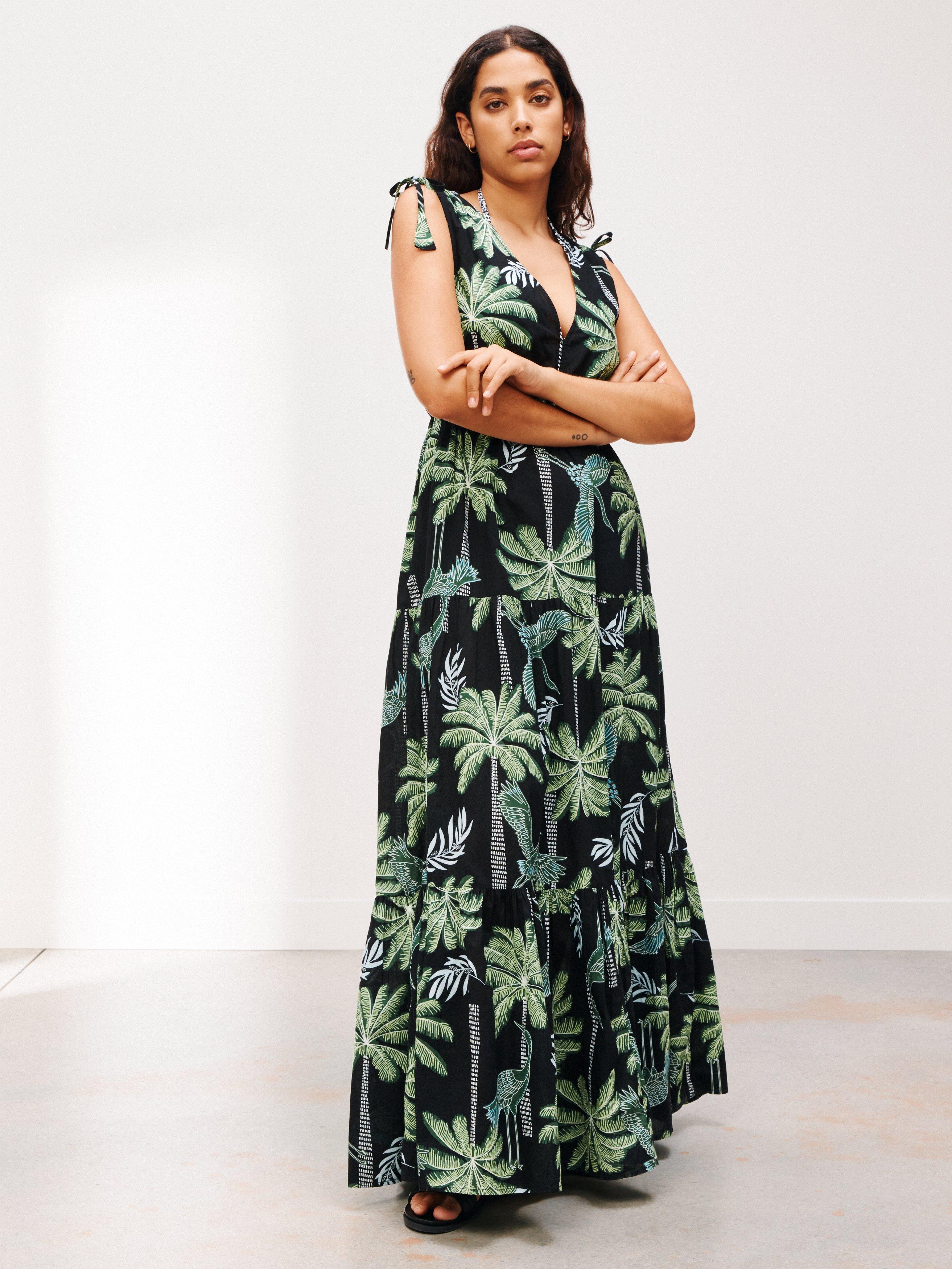 AND/OR Tropical Crane Maxi Beach Dress, Multi