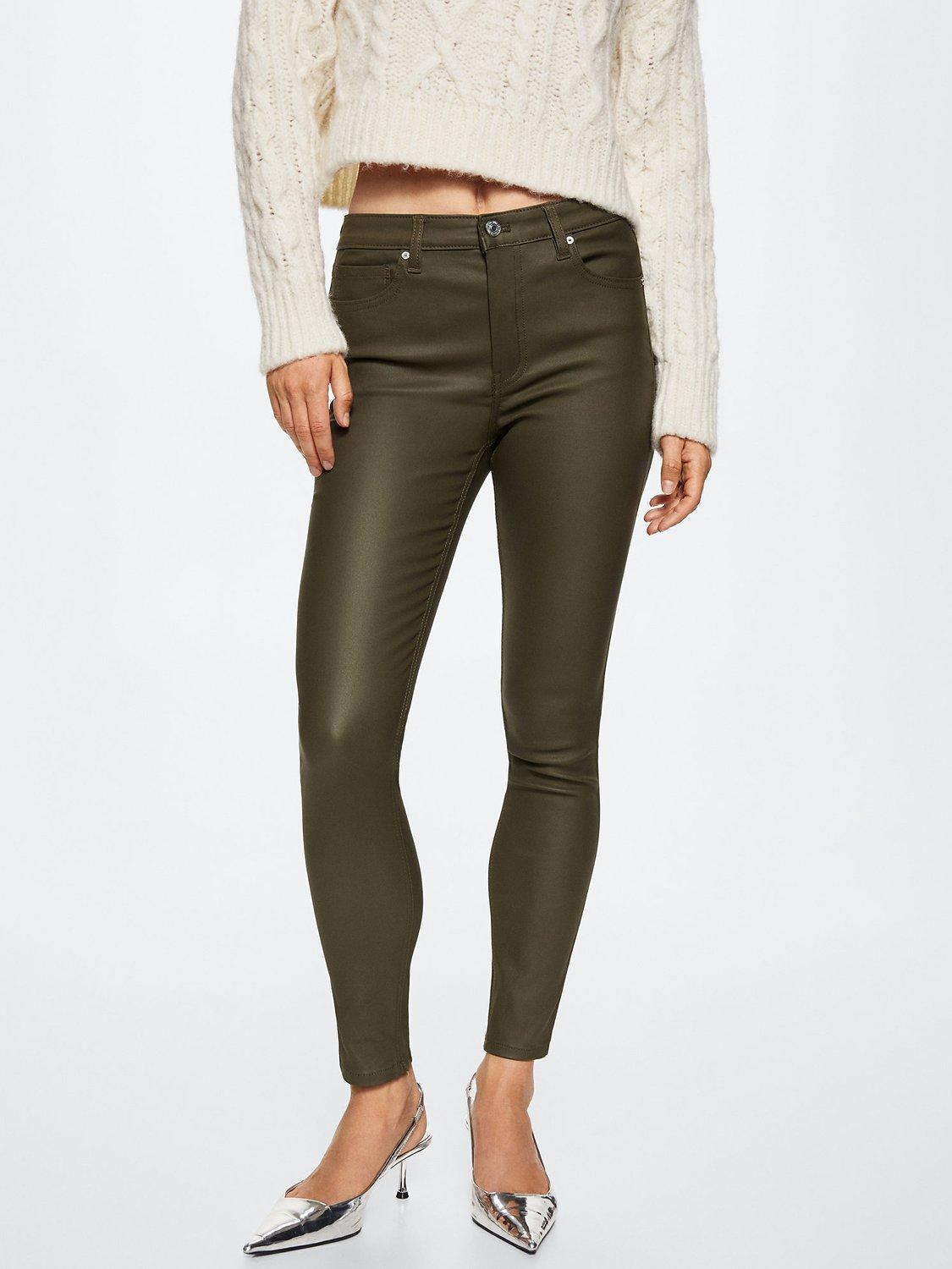 Mango Isa Coated Skinny Jeans, Khaki