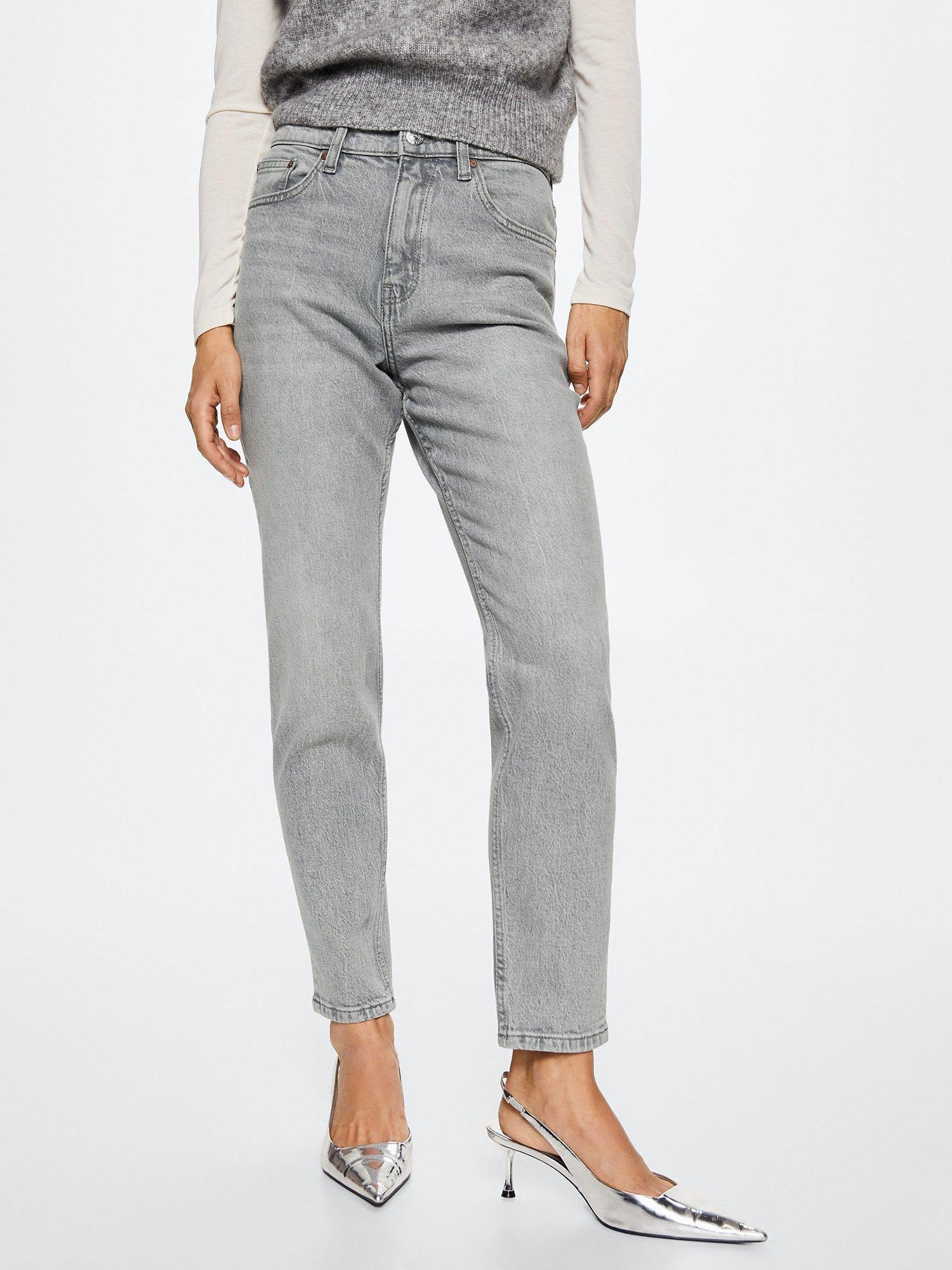 Mango Mom Jeans, Grey, 4