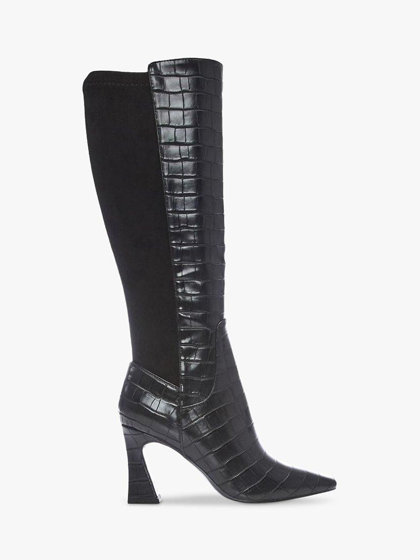 Moda in Pelle Sarisa Patent Croc Knee High Boots, Black