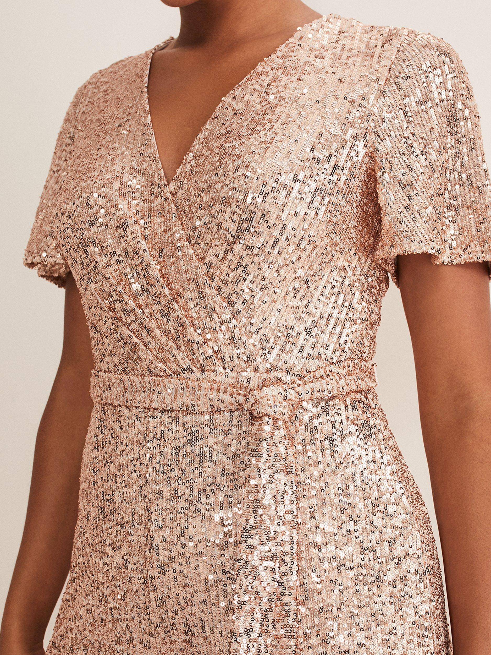 Phase Eight Alessandra Sequin Jumpsuit, Rose Gold, 8