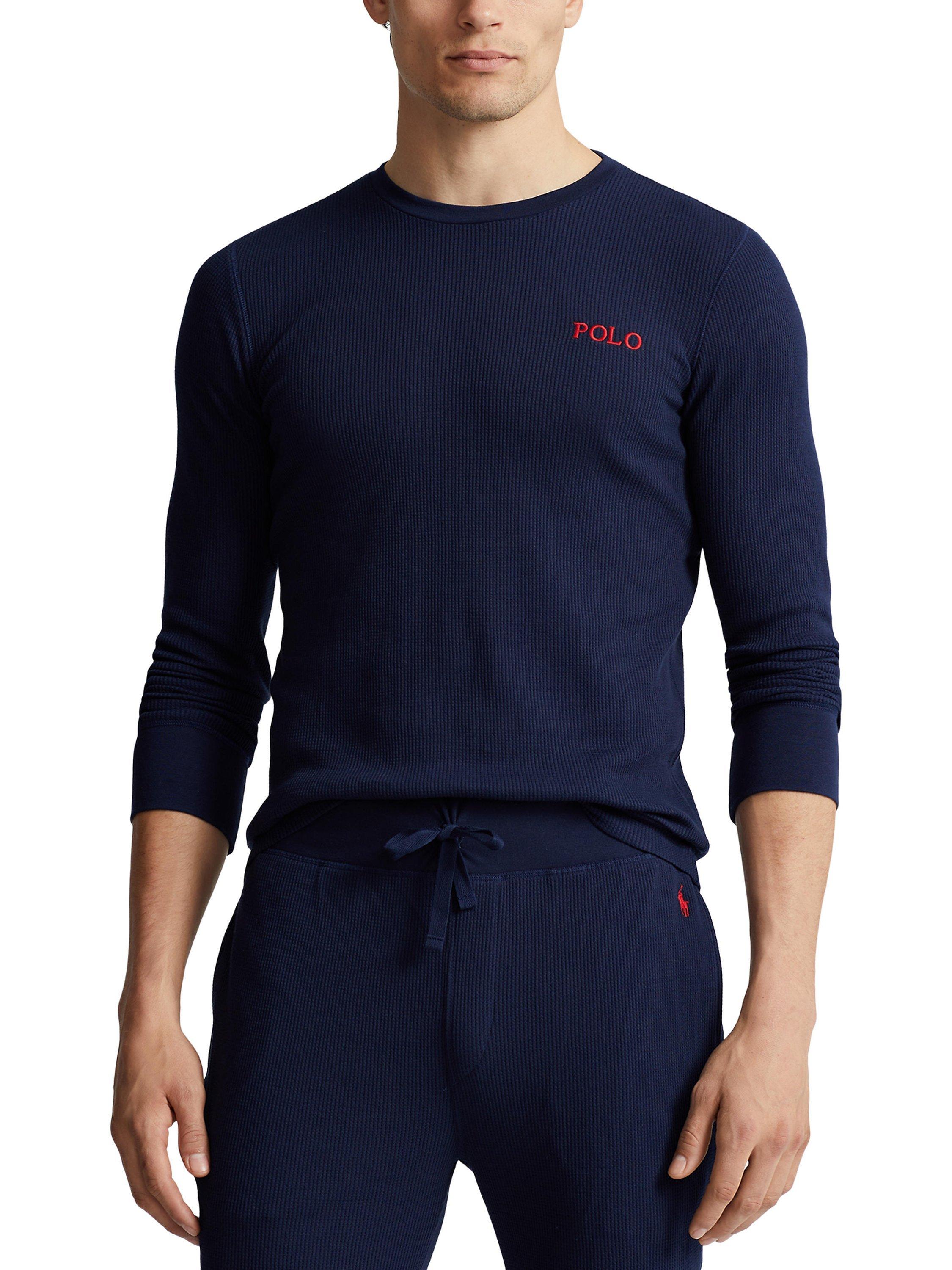 Polo Ralph Lauren Waffle Long Sleeve Lounge Top Cruise Navy