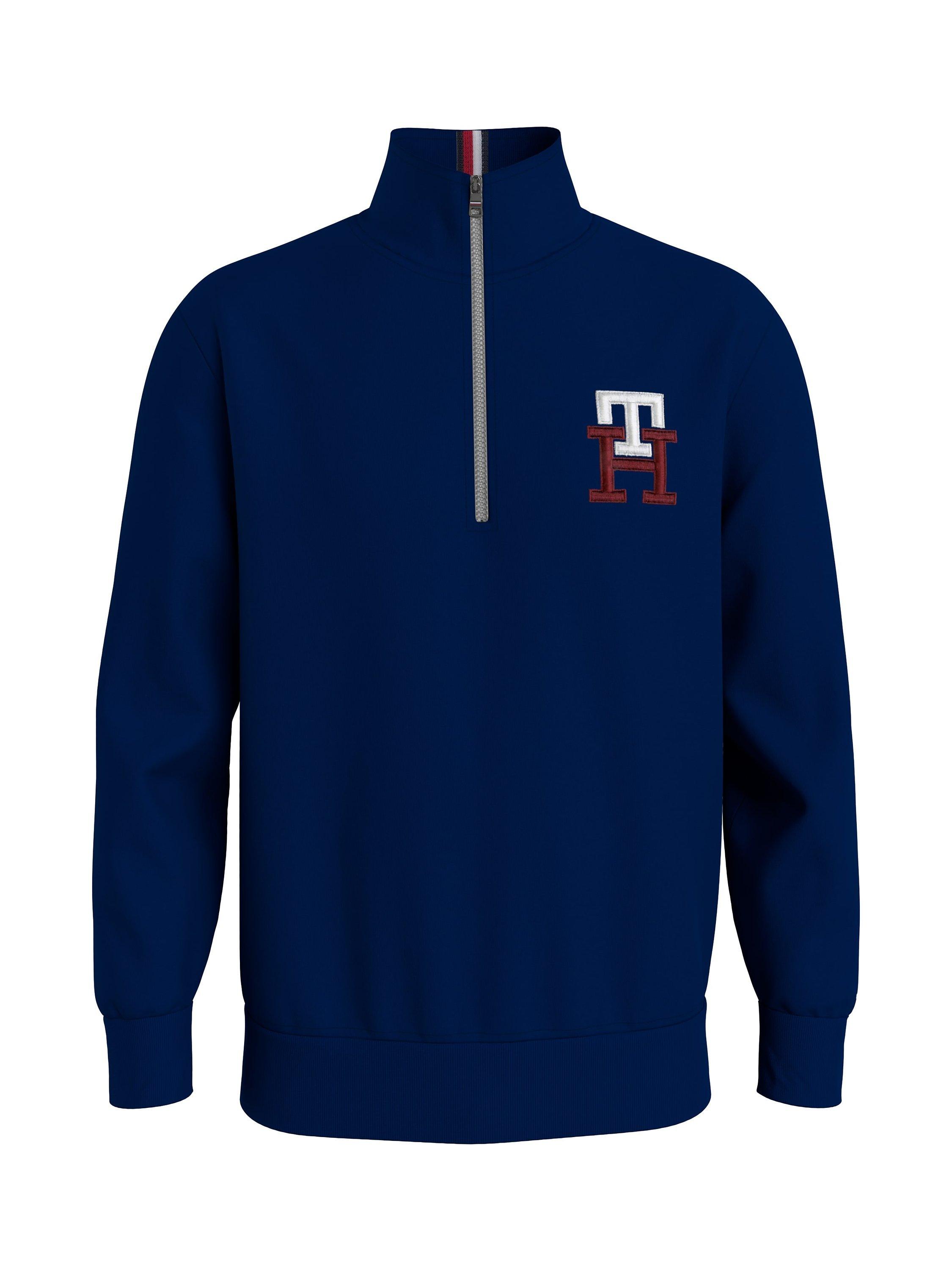 Tommy Hilfiger Essential TH Monogram Half Zip Neck Jumper, Desert Sky