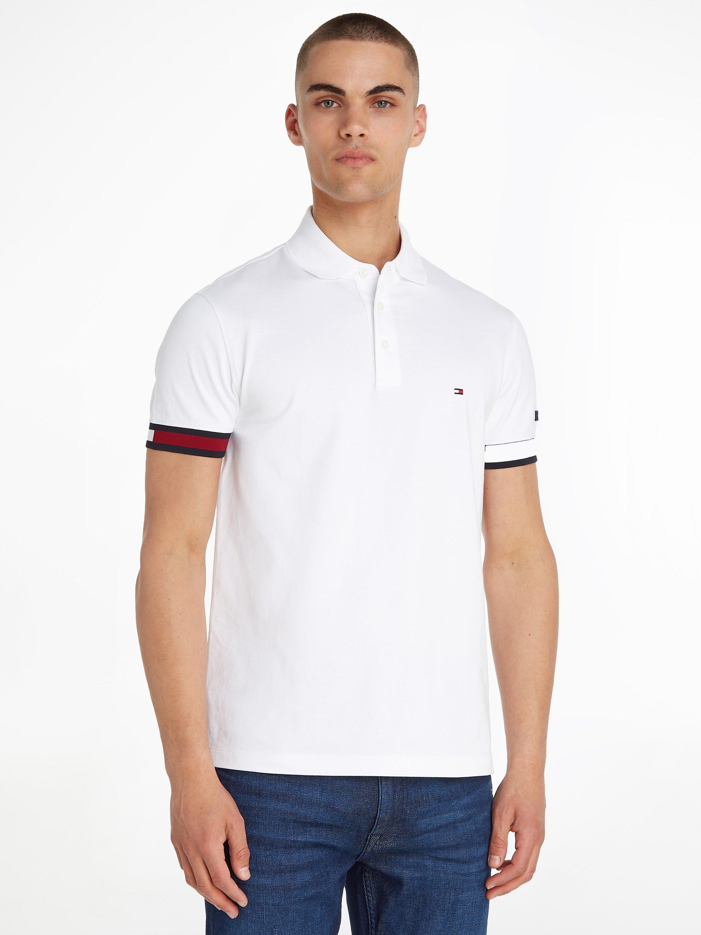 Tommy Hilfiger Flag Logo Short Sleeve Polo Top, White