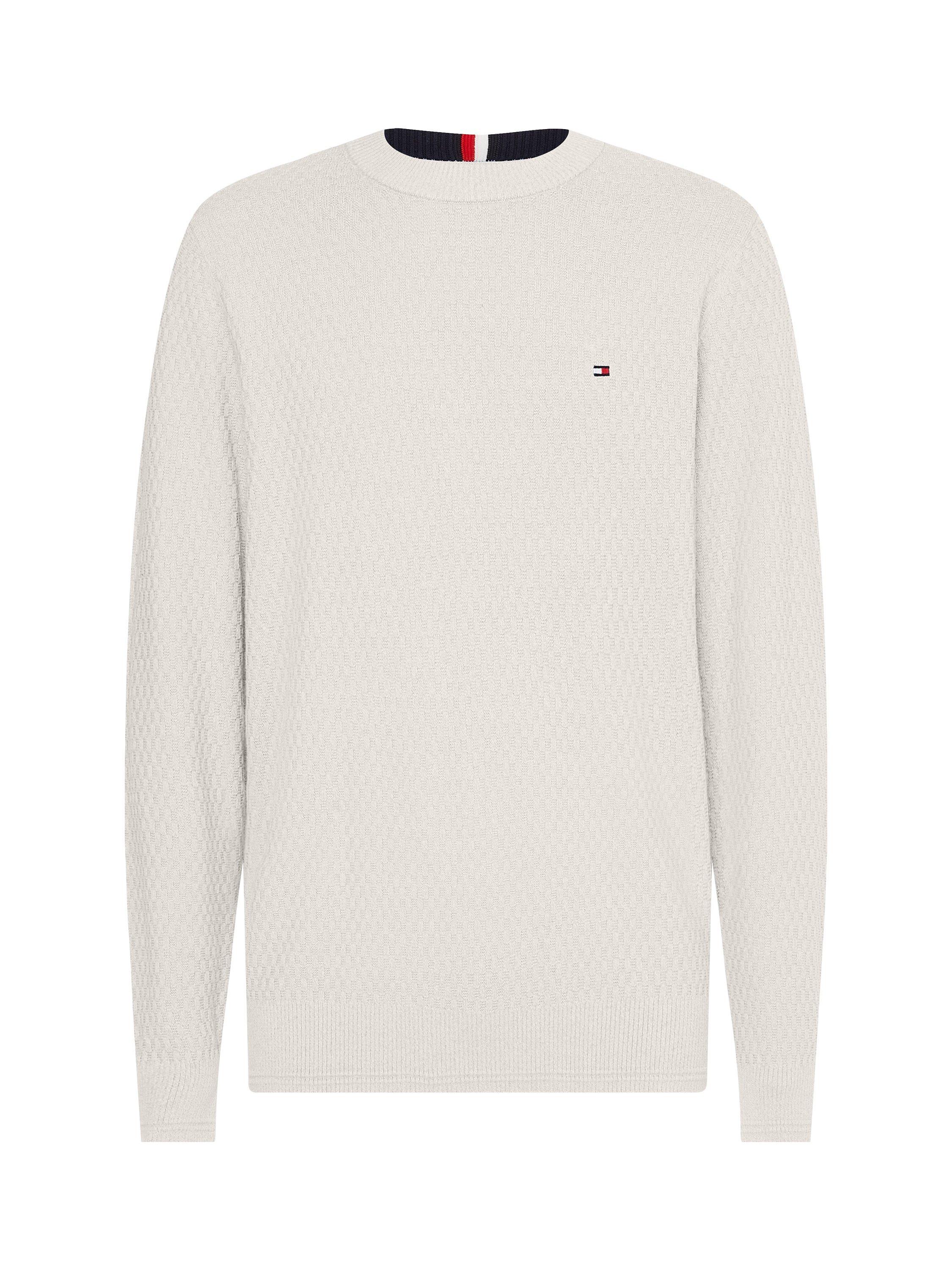 Tommy Hilfiger Cross Structure Textured Jumper, Feather White