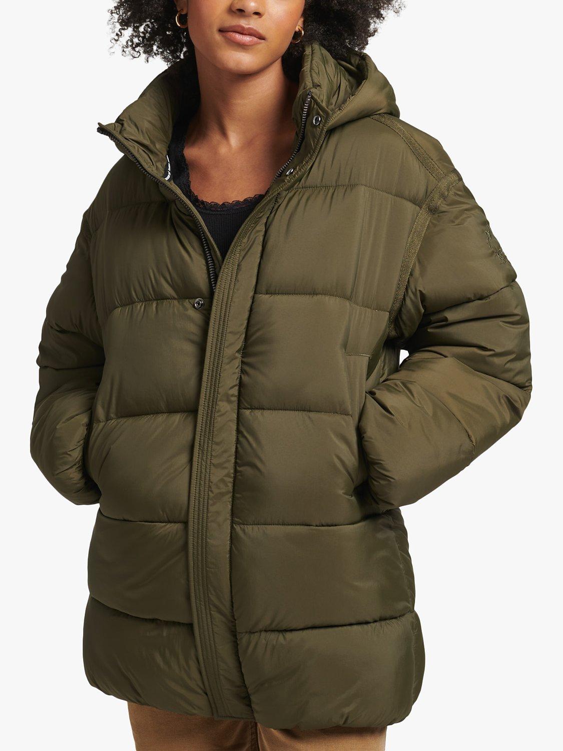 Superdry XPD Cocoon Padded Parka Jacket, Olive, 16