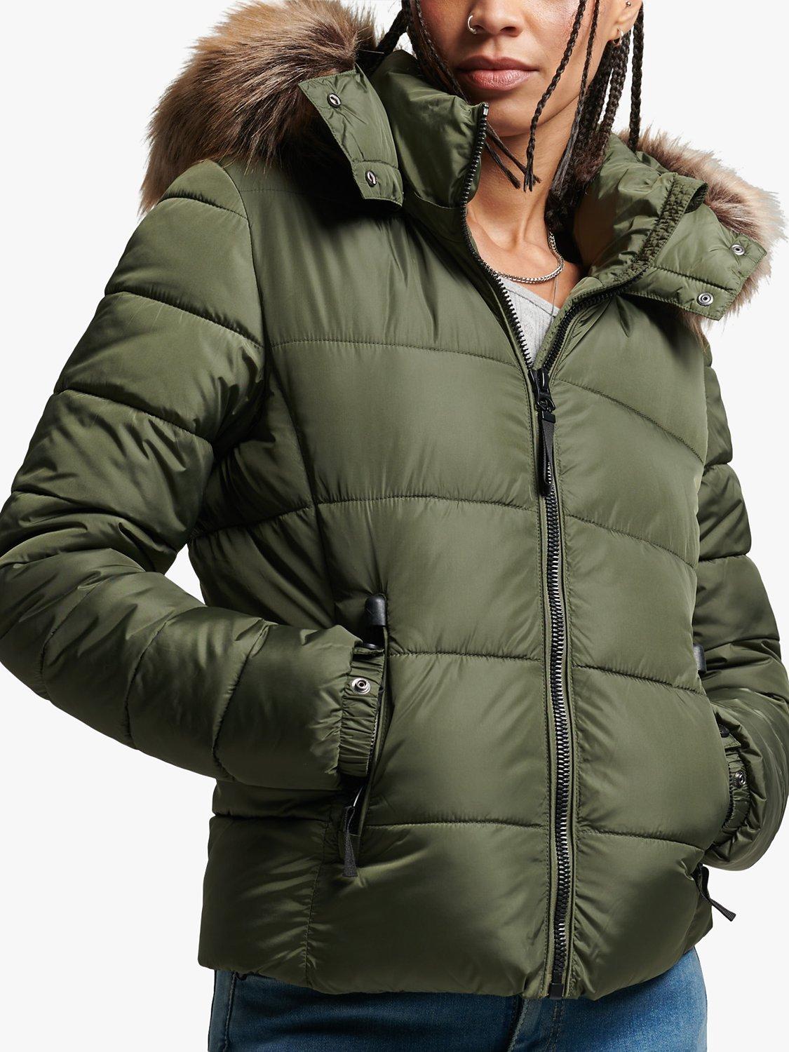 Superdry Mountain Hood Fuji Luxe Jacket, Dark Moss