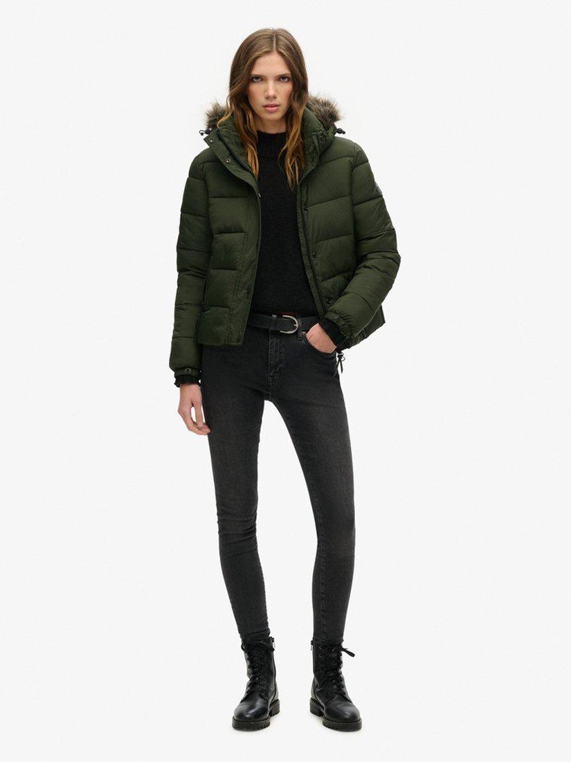 Product image 5 of 7, which shows Superdry Hooded Mid Layer Short Jacket, Surplus Goods Olive, 8