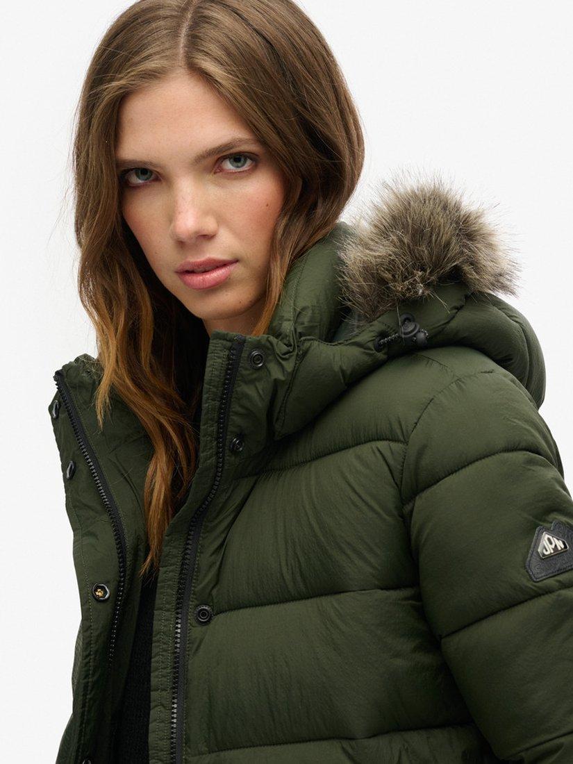 Product image 6 of 7, which shows Superdry Hooded Mid Layer Short Jacket, Surplus Goods Olive, 8
