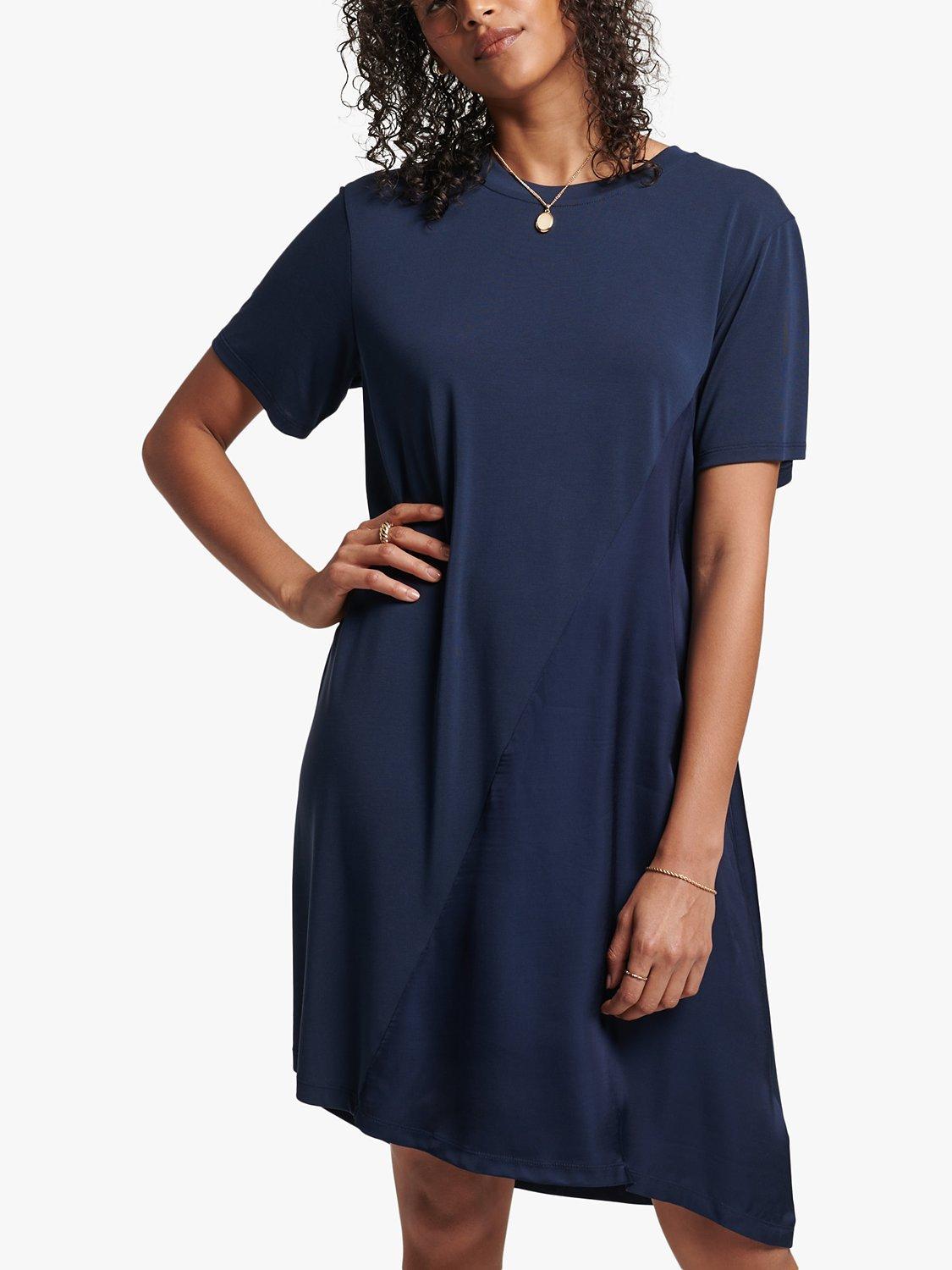 Superdry Fabric Mix T-Shirt Dress, Eclipse Navy, 16