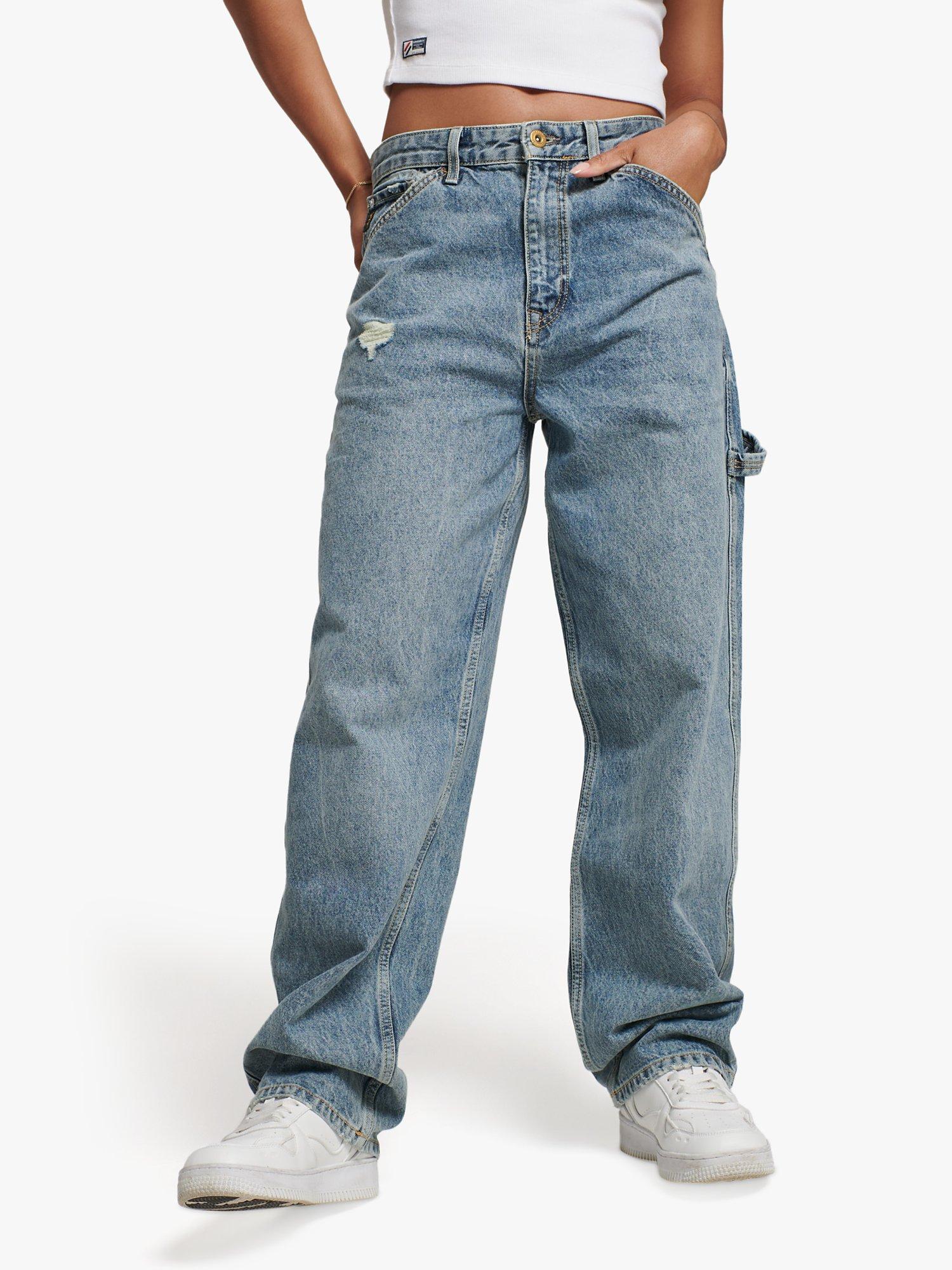 Superdry Organic Cotton Vintage Carpenter Jeans, Sycamore Mid Stone