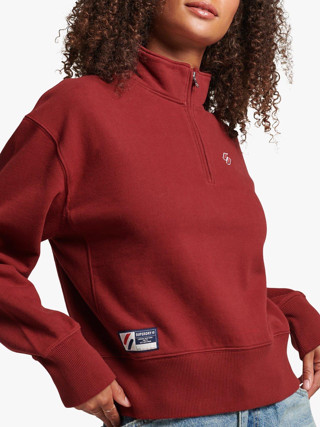 Superdry Essential Logo Half Zip Sweatshirt, Merlot