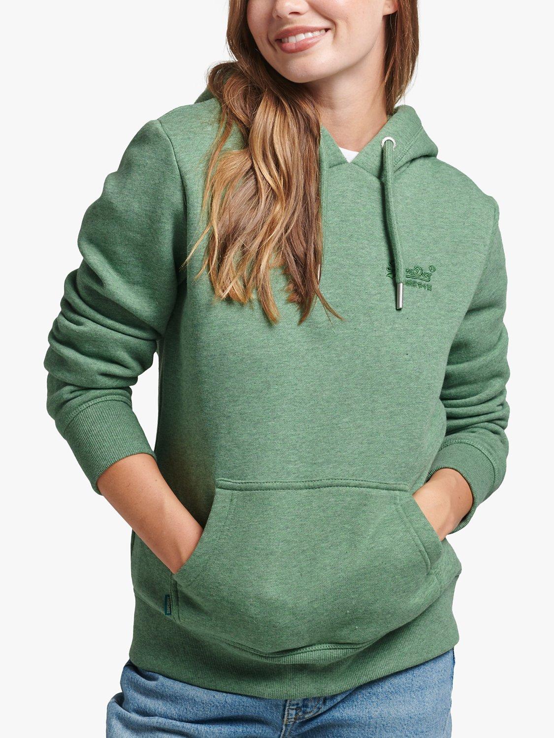 Superdry Organic Cotton Blend Essential Logo Hoodie, Winter Mint Marl