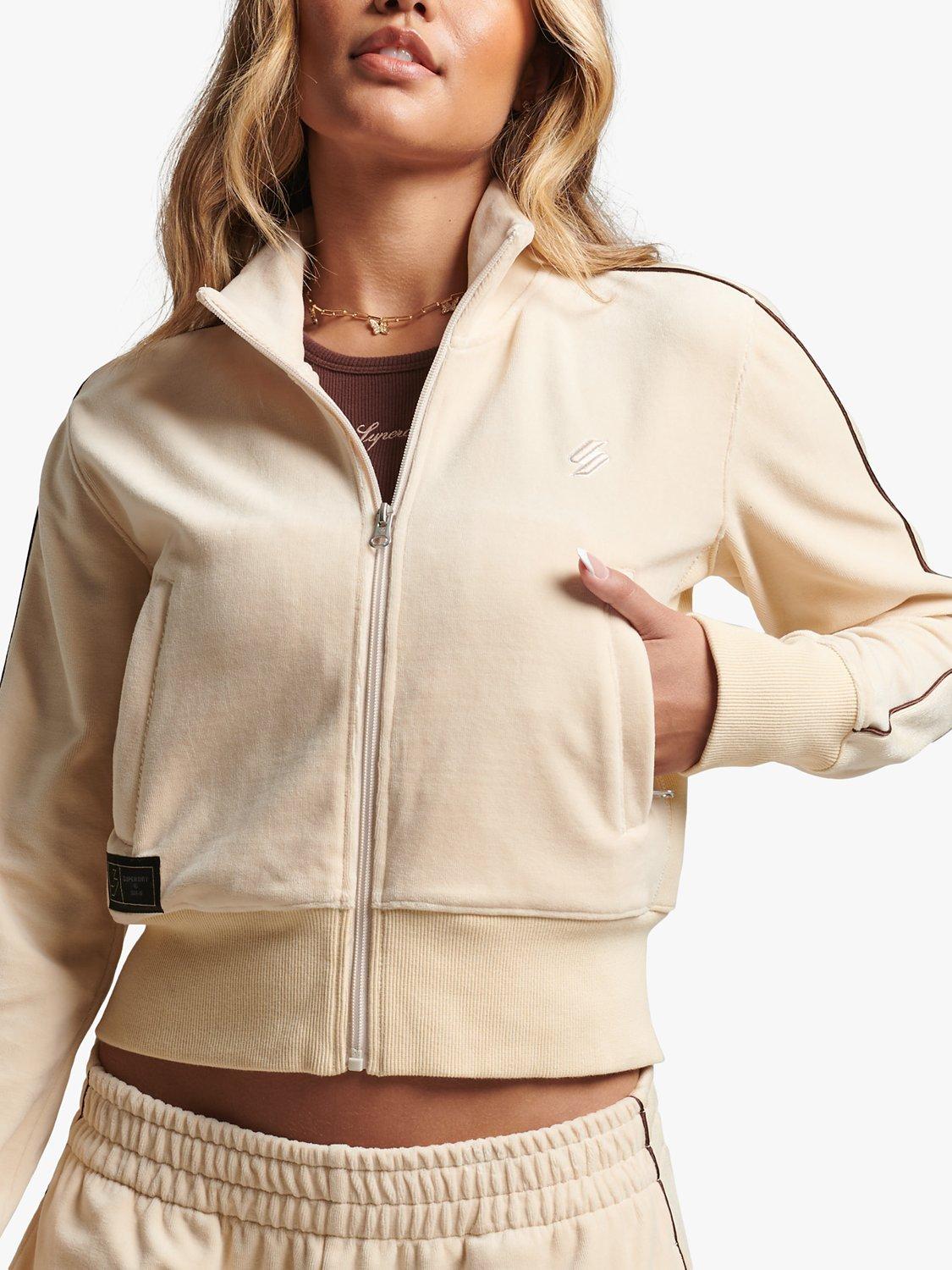 Superdry Code S Logo Velour Track Top, Tapioca
