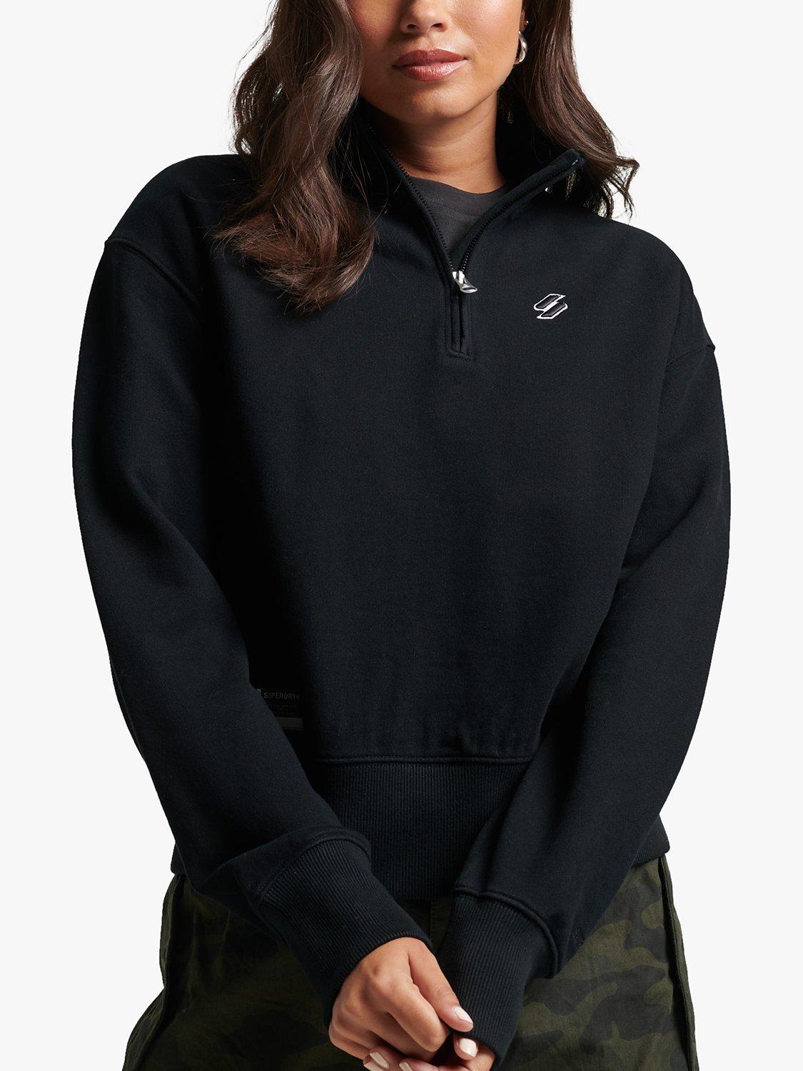 Superdry Essential Logo Half Zip Sweatshirt, Black