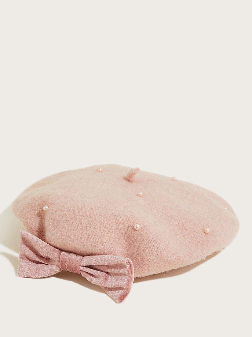 Monsoon Kids' Emily Pearl Beret, Pink, 7-12 years