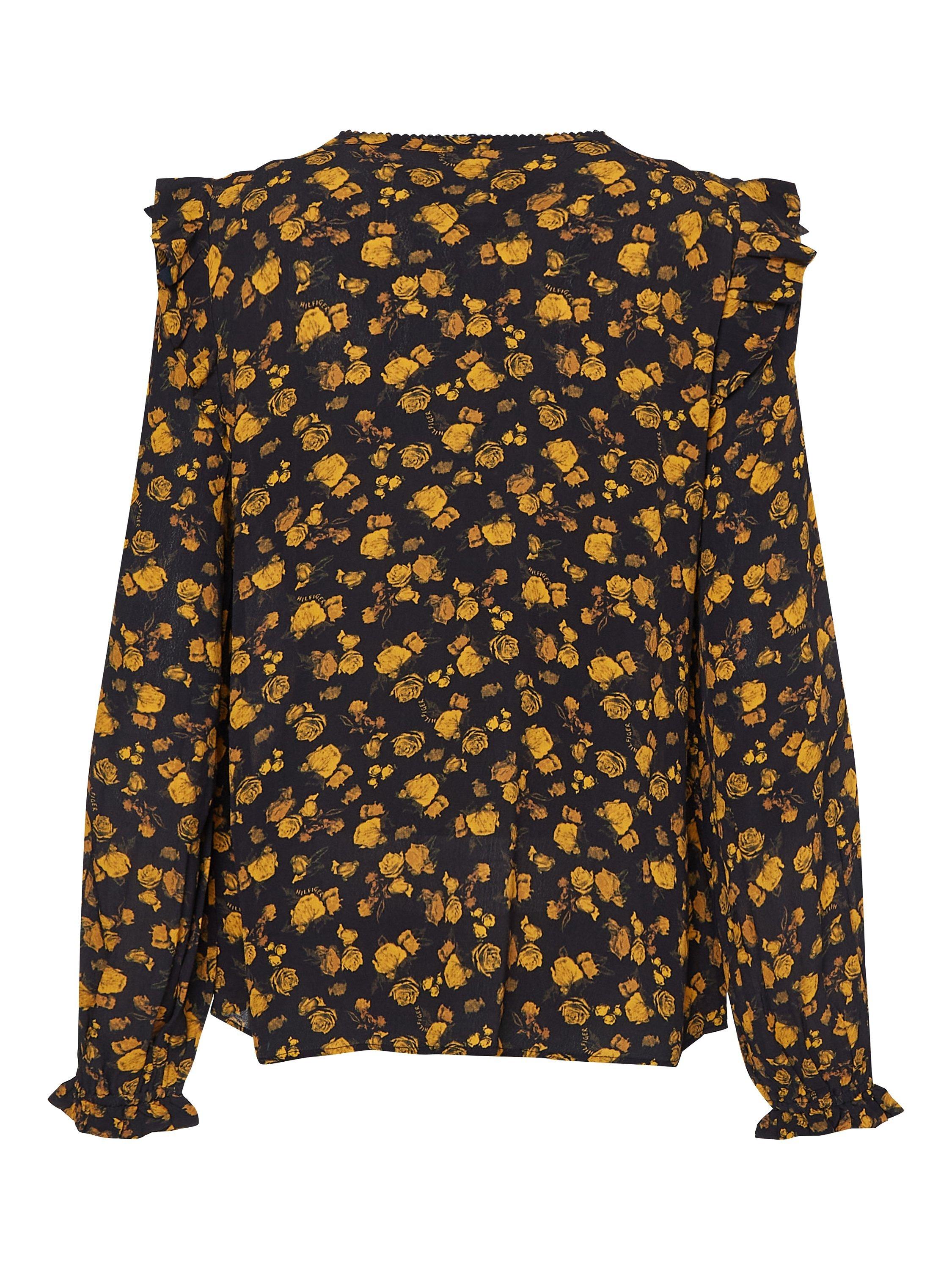 Product image 2 of 4, which shows Tommy Hilfiger Curve Crepe Floral Blouse, Black/Yellow, XXXXXXL