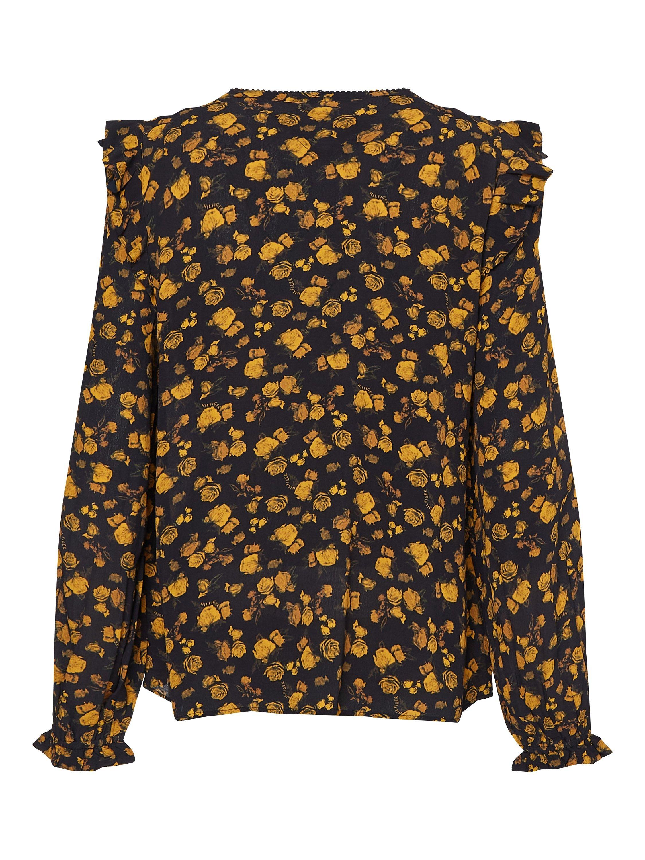 Product image 4 of 4, which shows Tommy Hilfiger Curve Crepe Floral Blouse, Black/Yellow, XXXXXXL