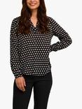 KAFFE Leah Tilly Square Print Blouse, Black/White