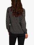 KAFFE Leah Tilly Square Print Blouse, Black/White