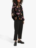 KAFFE Donna Floral Blouse, Deep Black/Multi