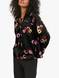 KAFFE Donna Floral Blouse, Deep Black/Multi