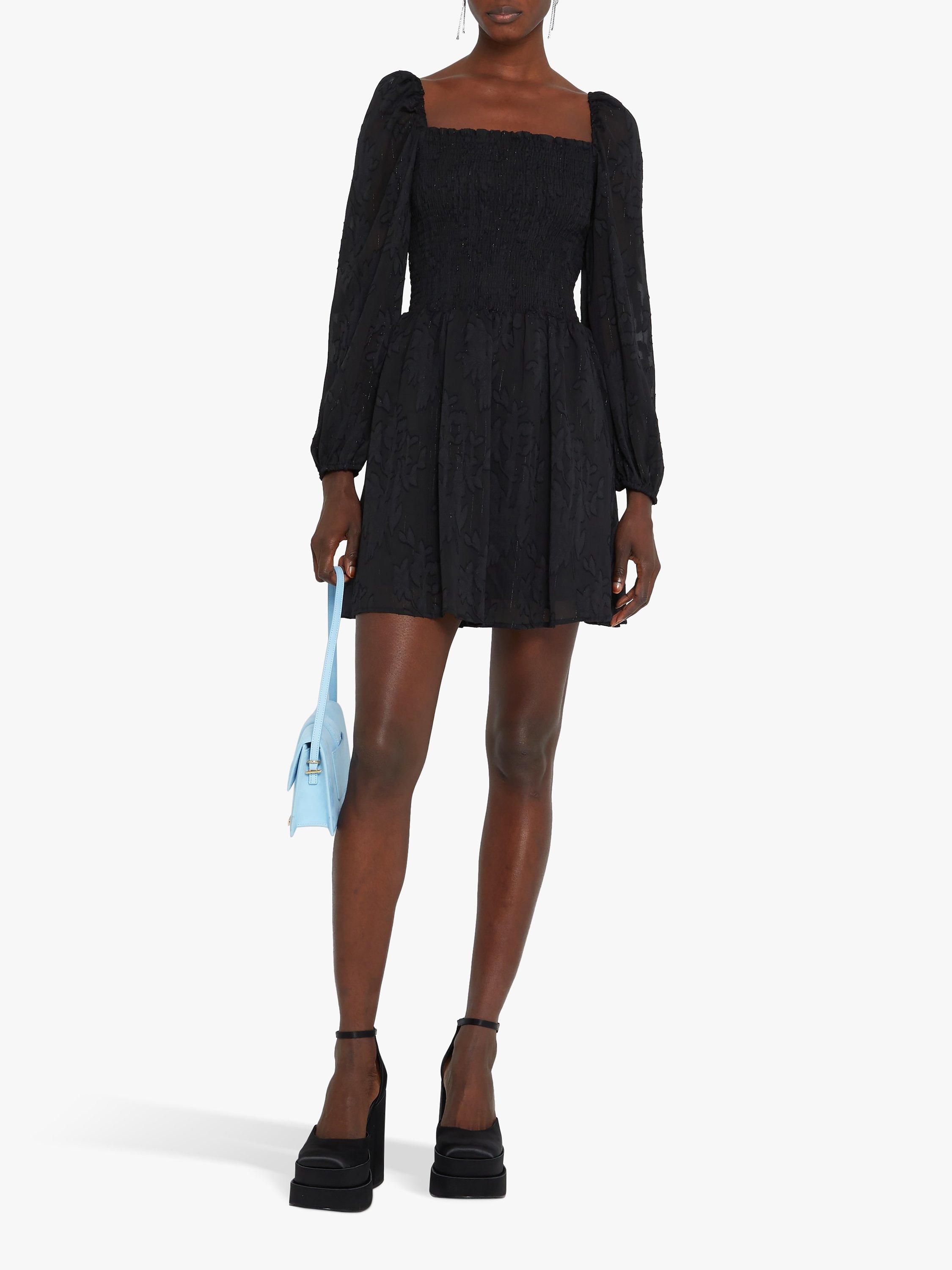 kourt Wren Fitted Bodice Mini Dress, Black