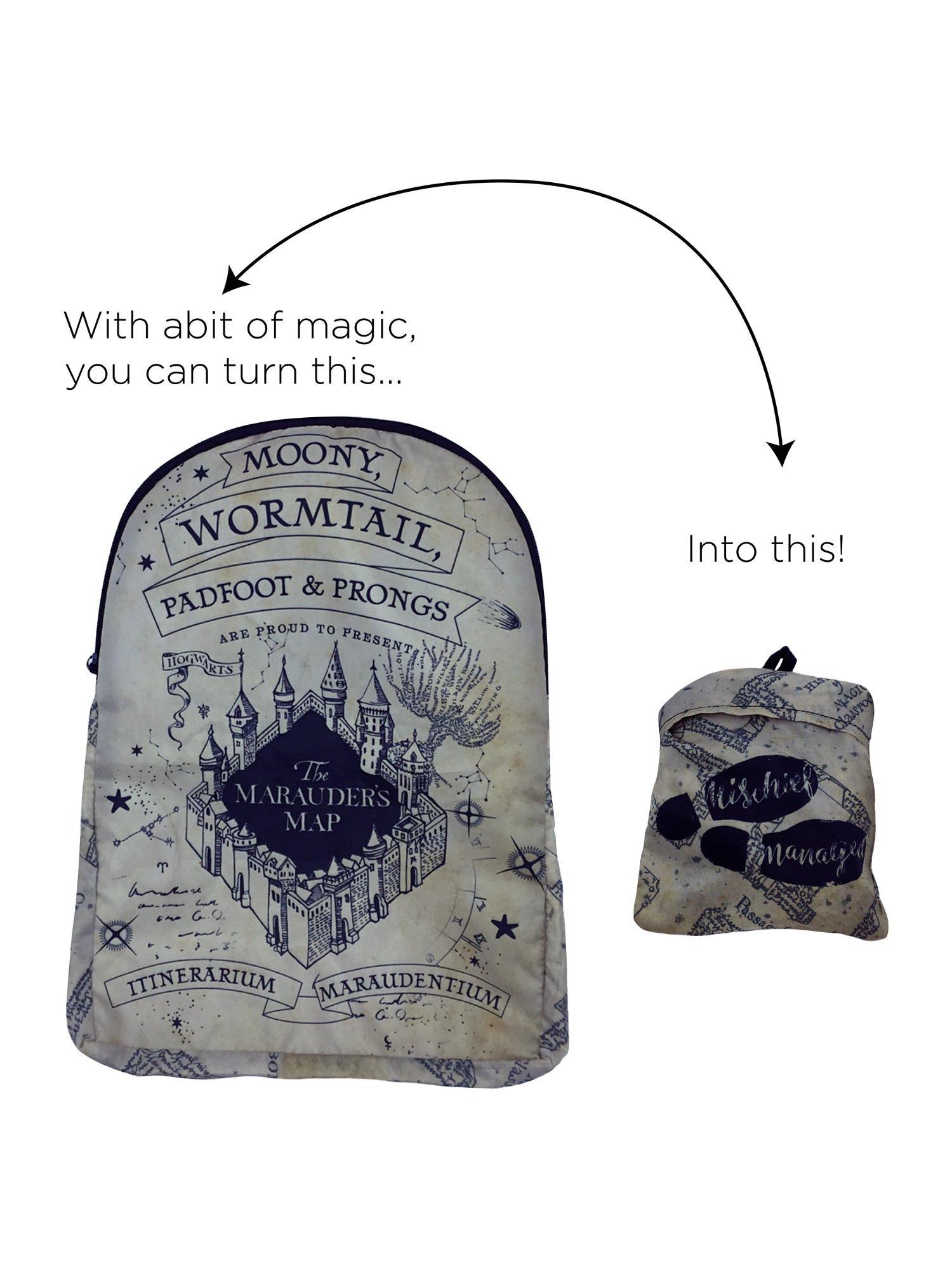 Product image 4 of 5, which shows Fabric Flavours Kids' Hogwarts Pyjamas & Marauders Map Backpack Set, Blue, 3-4 years