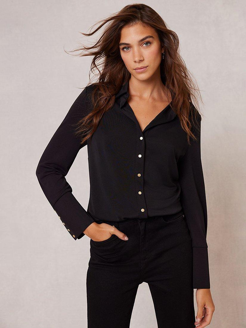 Mint Velvet Longline Shirt, Black