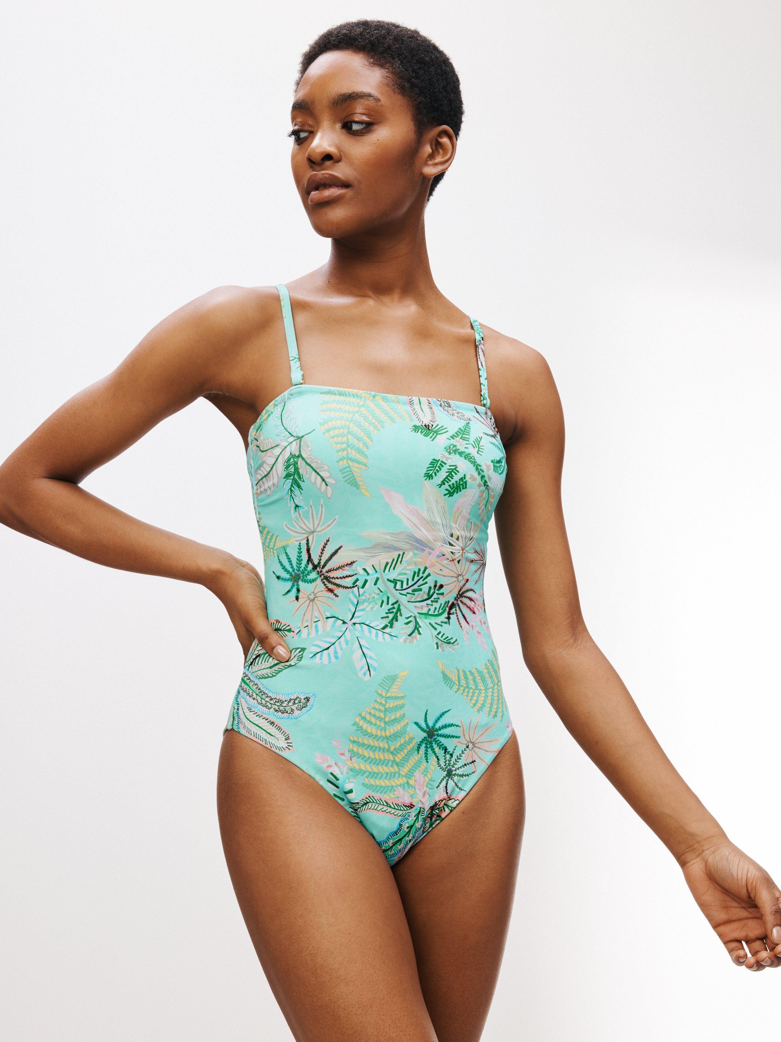 John Lewis Family Print Smooth Bandeau Swimsuit