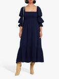 o.p.t Aphrodite Puff Sleeve Midi Dress, Navy