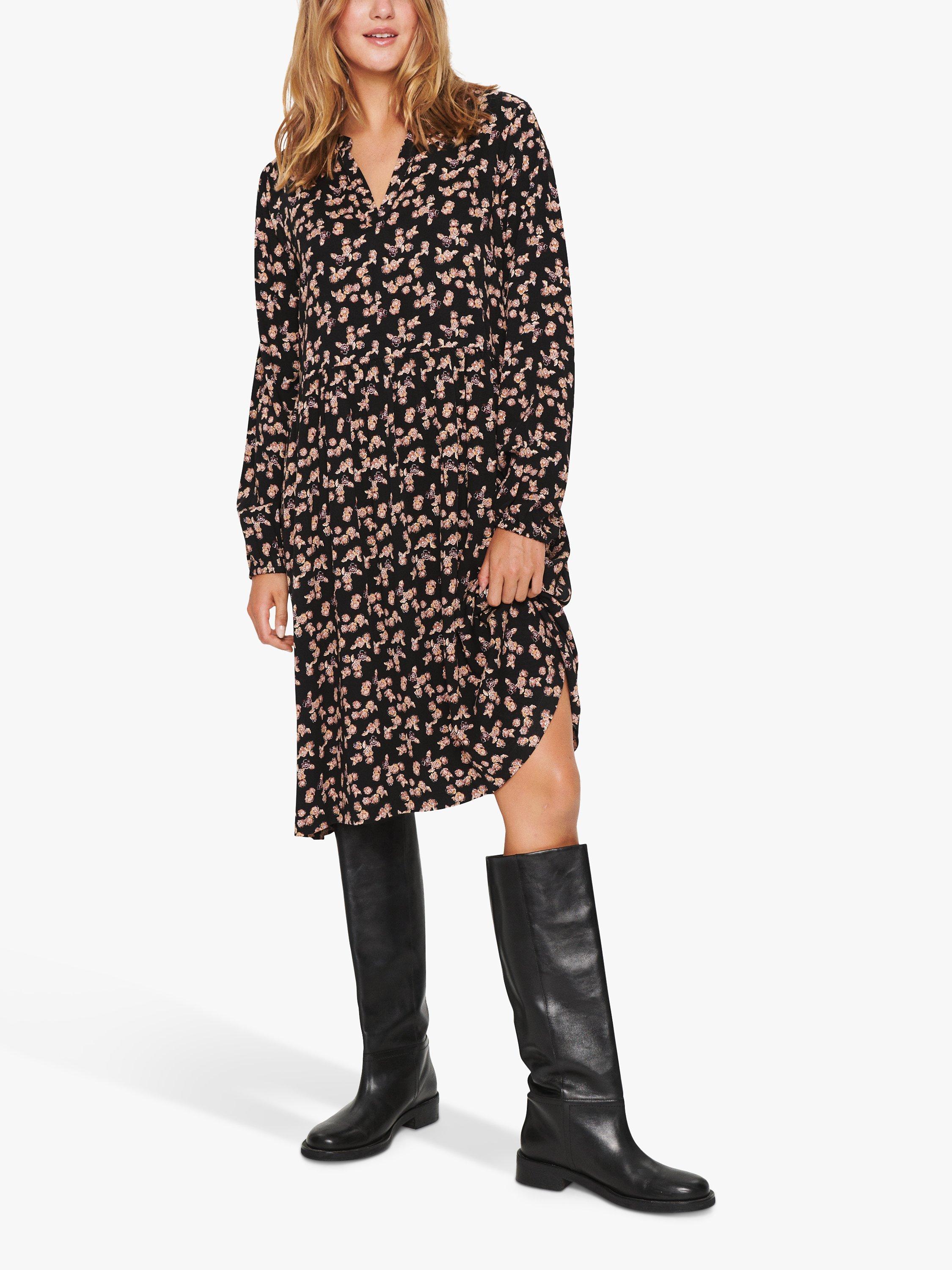 Saint Tropez Ilga Nanna Floral Midi Dress, Black Painterl