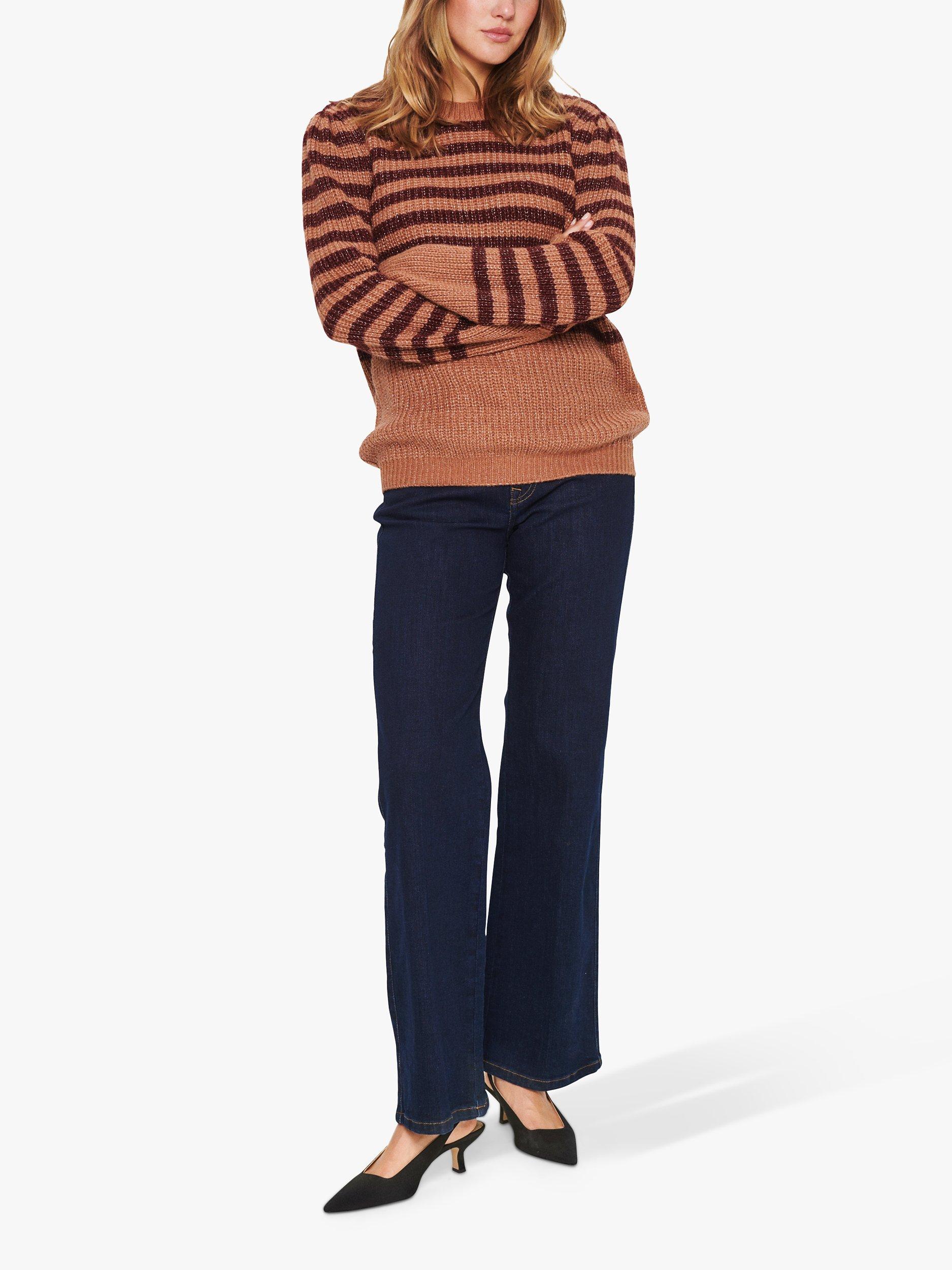 Saint Tropez Remi Stripe Pullover Wool Blend Jumper, Fudge Melange