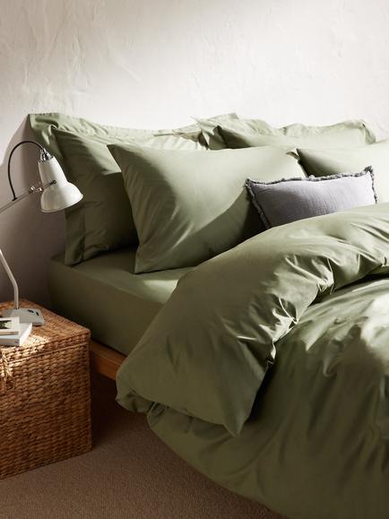 John Lewis Easy Care Organic Cotton 200 Thread Count Bedding - view 2, Myrtle Green