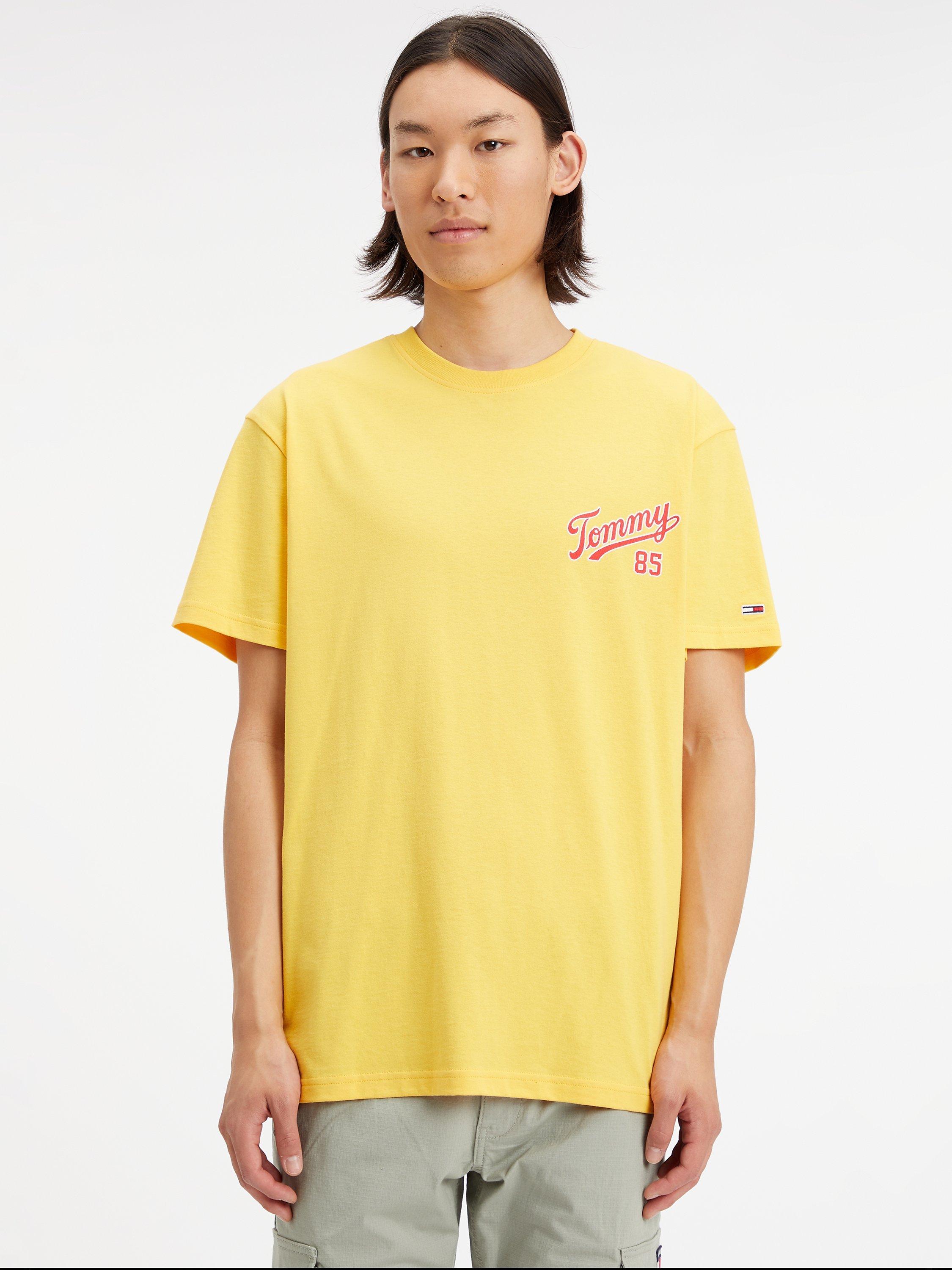 Tommy Jeans Organic Cotton College 85 Logo T-Shirt, Warm Yellow