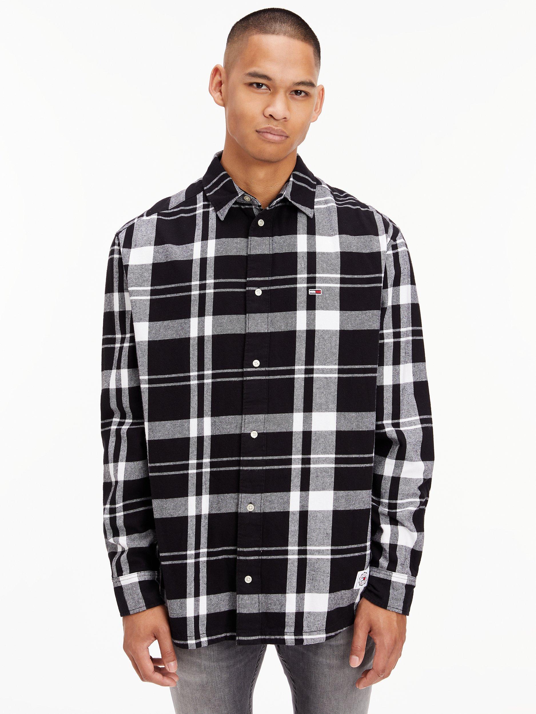 Tommy Jeans Cotton Twill Check Shirt, Black Check