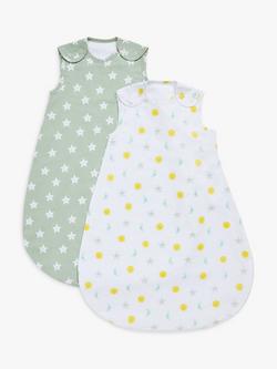John Lewis Night & Day Print Baby Sleeping Bag, 0.5 Tog, Pack of 2, Multi