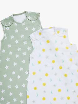 John Lewis Night & Day Print Baby Sleeping Bag, 0.5 Tog, Pack of 2 - view 2, Multi